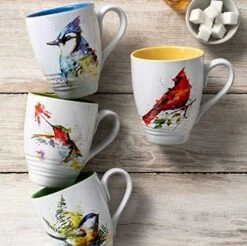 Dean Crouser Spring Cardinal Watercolor Yellow 16 Ounce Glossy Ceramic Stoneware Bird Mug With Easy Grip Handle -KitchenAid Shop 519P1Kw7dVL