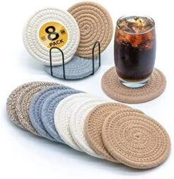 Coasters For Drinks Home Decor Set Of 8 Heat-Durable Drink Coasters With Holder For Coffee Table Decor And Ice Tea Cup, Absorbent Kitchen Decor Coffee Bar Accessories For Boho Christmas Decorations -KitchenAid Shop 519U9DOpVuL. AC