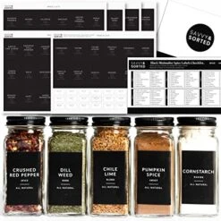 Black Spice Labels For Spice Jars | 148 Spice Jar Labels For Spice Containers | Spice Labels Stickers Preprinted | Spice Organizing Labels Herb Seasoning Kitchen Pantry Labels For Jars -KitchenAid Shop 519WXdInHrL. AC