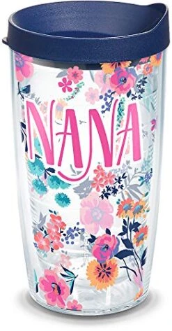 Tervis Made In USA Double Walled Dainty Floral Mother's Day Insulated Tumbler Cup Keeps Drinks Cold & Hot, 16oz, Nana