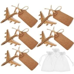 Pack Of 25 Airplane Bottle Opener With White Sheer Favor Bag Kraft Escort Card Wedding Favor Baby Shower Return Gifts Travel Theme Party Favor Let The Adventure Begin
