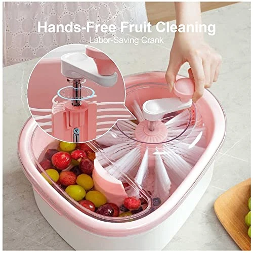 Fruit Cleaning Device, Large Salad Spinner, Fruit Vegetable Spinner With Bowl, Fruit Vegetable Cleaner With Spin Scrubber Brush, Salad Spinner, Vegetable Washer For Veggie Fruit 4 Fruit Cleaning Device, Large Salad Spinner, Fruit Vegetable Spinner With Bowl, Fruit Vegetable Cleaner With Spin Scrubber Brush, Salad Spinner, Vegetable Washer For Veggie Fruit - Image 2