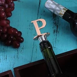 Wine And Beverage Bottle Stopper With Rose Gold Finish-Perfect Presents/Gift Idea For Valentines Day, Mothers Day, Fathers Day, Thanksgiving Day,P-Initial (Letter P) -KitchenAid Shop 519b3OzE95L