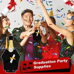 6 Pieces Graduation Wine Coat Bottle Covers Sets, Felt Graduation Gown And Bottle Toppers Doctoral Cap With Tassels Suit For Wine Or Champagne Bottle, Wine Gift Bags For Graduation Party Decor (Black) 16 6 Pieces Graduation Wine Coat Bottle Covers Sets, Felt Graduation Gown And Bottle Toppers Doctoral Cap With Tassels Suit For Wine Or Champagne Bottle, Wine Gift Bags For Graduation Party Decor (Black) -KitchenAid Shop 519cMkS4cnL