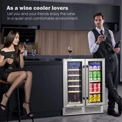 Wine And Beverage Refrigerator, 24 Inch Dual Zone Wine Cooler, With Smart APP Control And 2 Safety Locks,Soft LED Light Hold 19 Bottles And 57 Cans, Built-In Or Freestanding -KitchenAid Shop 519iGcsIR5L