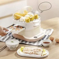 Electric Steamer Seafood Multi-Function Rice Noodles Machine Household Small Double-Layer Steam Boiler Breakfast Machine Automatic Drawer Tray (Color : B) -KitchenAid Shop 519nRXaCHbL