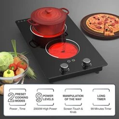 Lectric Cooktop,110V 2100W Electric Stove Top With Knob Control, 10 Power Levels, Kids Lock & Timer, Hot Surface Indicator, Overheat Protection,12 Inch Built-in Radiant Double Induction Cooktop 9 Lectric Cooktop,110V 2100W Electric Stove Top With Knob Control, 10 Power Levels, Kids Lock & Timer, Hot Surface Indicator, Overheat Protection,12 Inch Built-in Radiant Double Induction Cooktop -KitchenAid Shop 519nhrpGigL