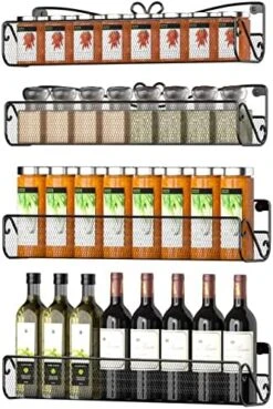 4 Pack Wall Mount Spice Rack Organizer For Cabinet Door Pantry Hanging Spice Shelf Storage,Black Spice Rack Wall Mounted -KitchenAid Shop 519rFV3QjSL. AC