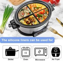 4 In 1 Slow Cooker Liners Fit Crock-Pot 6-8 Quart Oval Slow Cooker,Reusable Leakproof Cooking Liner For Slow Cooker,BPA Free Divider Insert For Crock Pot For Slow Cooker -KitchenAid Shop 519rIH9mBAL