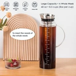 Cold Brew Coffee Iced Tea Maker & Fruit Pitcher - Large Capacity 68 Ounces - With Durable Glass Carafe/Fine Mesh Steel Infuser/Airtight Lid -KitchenAid Shop 519u0k0L0jL