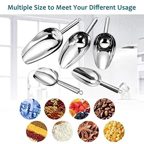 8 Ounce Ice Scoop Set Of 2, E-far Stainless Steel Scoops For Ice Cube/Candy/Flour/Sugar, Metal Utility Scoops For Party, Baking, Kitchen Pantry, Rust Free & Dishwasher Safe 9 8 Ounce Ice Scoop Set Of 2, E-far Stainless Steel Scoops For Ice Cube/Candy/Flour/Sugar, Metal Utility Scoops For Party, Baking, Kitchen Pantry, Rust Free & Dishwasher Safe - Image 7