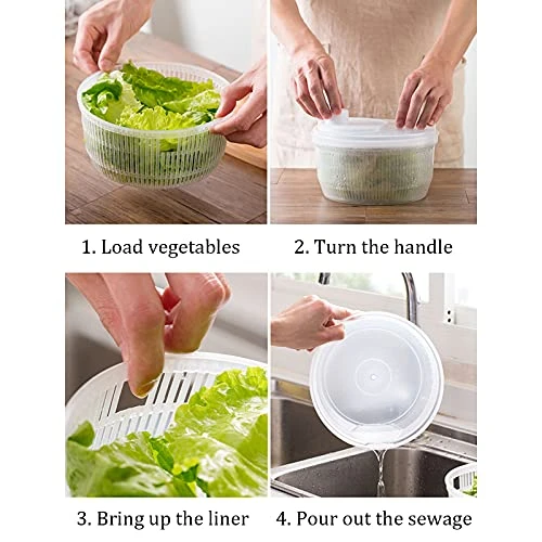 HEIMP Dryer Salad Spinner, Lettuce Fruit And Vegetable Quick Dryer, More Delicious Salads And Faster Food Preparation Kitchen Slicer 8 HEIMP Dryer Salad Spinner, Lettuce Fruit And Vegetable Quick Dryer, More Delicious Salads And Faster Food Preparation Kitchen Slicer - Image 6