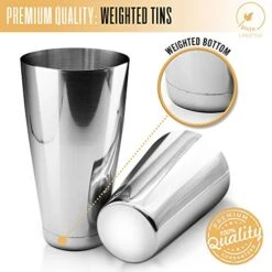 Gnite Lifestyle Boston Cocktail Shaker - Professional Grade Unweighted 18oz & Weighted 28oz Boston Shaker Set + Recipes Book - Martini Shaker - Easy To Clean Bartender Kit - Drink Shaker/Drink Mixer -KitchenAid Shop 519x7VCFJiL