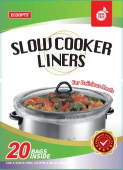 20 Count Disposable Slow Cooker Liners And Cooking Bags | Extra Large Size Fits 6-10QT Pot, 14"x 22" | Suitable For Oval & Round Pot, BPA Free (1 Pack)