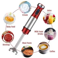Immersion Hand Blender,500W-Stepless Speed 4-in-1 Smart Stick Blender With 800ml Mixing Beaker,Milk Frother,Egg Whisk For Smoothies/Puree Baby Food/Sauces/Soups,Red -KitchenAid Shop 51A9KsYDxQL