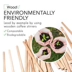 WoodU Disposable Coffee Stir Sticks 7"- Sturdy Round End Compostable And Biodegradable Brich Wood Tea Stirrers- 100% Ecofriendly Wooden Stirring Sticks For Hot Drinks -KitchenAid Shop 51A9bxEPLaL