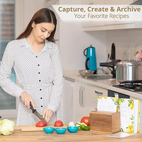 Recipe Box With Cards And Dividers, Protectors & 100 Page Blank Recipe Book To Write In- Recipe Card Box Organizer, Wooden Recipe Card Holder,4x6 Recipe Cards And Box Set For Women,Bridal Shower & Mom 8 Recipe Box With Cards And Dividers, Protectors & 100 Page Blank Recipe Book To Write In- Recipe Card Box Organizer, Wooden Recipe Card Holder,4x6 Recipe Cards And Box Set For Women,Bridal Shower & Mom - Image 6