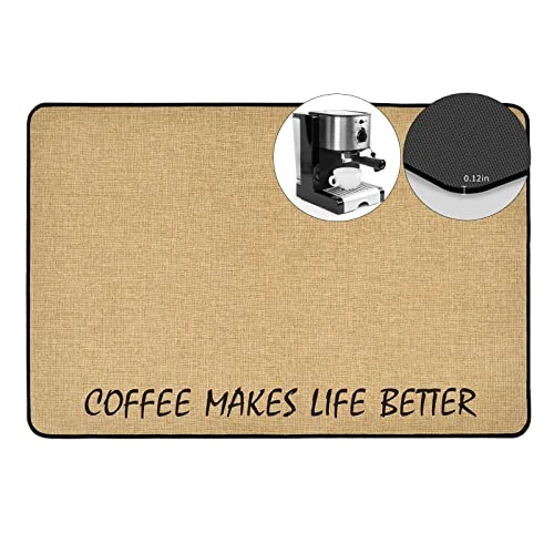 ETTORLER Coffee Mat, Waterproof Coffee Bar Mat Imitation Linen Surface (24x16x0.12IN) Thickened Upgrade DIATOM MUD Bottom Coffee Maker Mat Leak-Proof Coffee Mat For Countertops Table Espresso Machine 3 ETTORLER Coffee Mat, Waterproof Coffee Bar Mat Imitation Linen Surface (24x16x0.12IN) Thickened Upgrade DIATOM MUD Bottom Coffee Maker Mat Leak-Proof Coffee Mat For Countertops Table Espresso Machine
