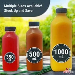 XL Professional Grade Empty 33 Oz Plastic Juice Bottles With Black Caps. 24 Pack For Orange, Apple, Cranberry And Other Fruit Juices, Smoothies Or Beverage Blends. Reusable PET Drink Juicing Container -KitchenAid Shop 51AMj6I7WyL