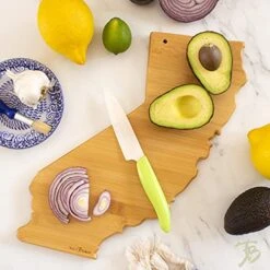 Totally Bamboo Destination California State Shaped Serving And Cutting Board, Includes Hang Tie For Wall Display -KitchenAid Shop 51ASkOcmrsS