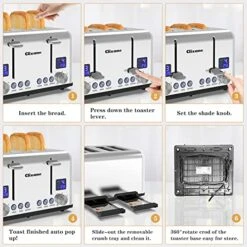 Toaster 4 Slice,1.5"Extra Wide Slot Stainless Toaster With Bagel Defrost Cancel Function, Dual Screen, Removal Crumb Tray (White) -KitchenAid Shop 51AZ7Ynnf8L