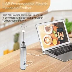Fmelut Electric Milk Frother With Double Whisks, USB Rechargeable Electric Foam Maker, 2 In 1 Hand-held Battery Operated Milk Foamer For Coffee, Latte, Cappuccino, Egg Whipping(Silver) -KitchenAid Shop 51AaWH8b2YL