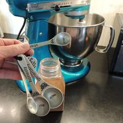 Mazing Woman Measuring Spoon Set, Decorative Gifts And Kitchen Accessories, Set Of 4, Engraved Pewter And Silver Enamel, By Abbey & CA Gift -KitchenAid Shop 51AcUgWYWVL