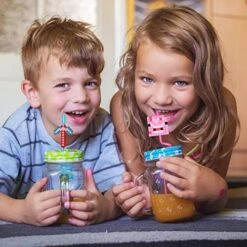 24Pcs Miner Craft Birthday Party Supplies Reusable Drinking Straws,8 Designs Pixel Themed Party Favors With 2 Cleaning Brush MWXG -KitchenAid Shop 51AciOytwAL