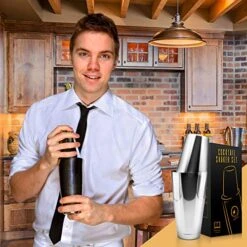Gnite Lifestyle Boston Cocktail Shaker - Professional Grade Unweighted 18oz & Weighted 28oz Boston Shaker Set + Recipes Book - Martini Shaker - Easy To Clean Bartender Kit - Drink Shaker/Drink Mixer -KitchenAid Shop 51Ae8aEi5FL