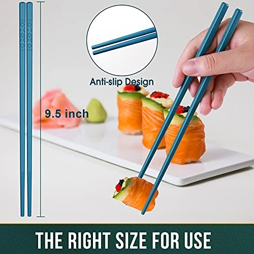 Chopsticks, GLAMFIELDS 5 Pairs Premium Reusable Multicolour Chopsticks For Sushi Japanese Matte Anti-slip Chop Sticks With Gift Case Lightweight Dishwasher Safe, 9.6 Inch 4 Chopsticks, GLAMFIELDS 5 Pairs Premium Reusable Multicolour Chopsticks For Sushi Japanese Matte Anti-slip Chop Sticks With Gift Case Lightweight Dishwasher Safe, 9.6 Inch - Image 2