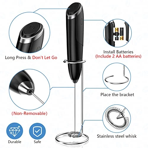 Milk Frother With Stand, Handheld Foam Maker For Lattes - Milk Foamer Frother Whisk Drink Mixer, Mini Blender And Electric Mixer Coffee Frother For Coffee, Frappe, Latte, Matcha, Cappuccino 3 Milk Frother With Stand, Handheld Foam Maker For Lattes - Milk Foamer Frother Whisk Drink Mixer, Mini Blender And Electric Mixer Coffee Frother For Coffee, Frappe, Latte, Matcha, Cappuccino