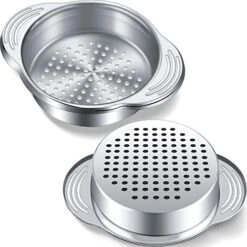 Tuna Can Strainer Stainless Steel Food Can Strainer Sieve Metal Tuna Press Lid Canning Colander Oil Drainer Tuna Can Filter For Beans Vegetables (2 Pieces)