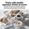 Hamilton Beach 15 Bar Espresso Machine, Cappuccino, Mocha, & Latte Maker, With Milk Frother, Make 2 Cups Simultaneously, Works With Pods Or Ground Coffee, 50 Oz. Water Reservoir, Black