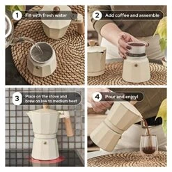 Cuban Coffee Maker - Stylish Espresso Moka Pot 6 Cup 10 Oz For Classical Taste Italian Coffee Enthusiast - Quality Wooden Parts And Aluminum Stovetop Espresso Maker -KitchenAid Shop 51AxVxTWlHL