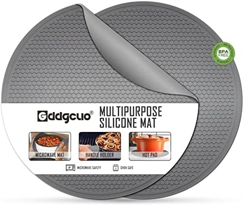 Multi-Purpose Microwave Mat, 12" Silicone Microwave Mats Round, BPA Free Heat Resistant Trivets, Pot Holders, Microwave & Dishwasher Safe (Black, 2Pcs) 12 Multi-Purpose Microwave Mat, 12" Silicone Microwave Mats Round, BPA Free Heat Resistant Trivets, Pot Holders, Microwave & Dishwasher Safe (Black, 2Pcs) - Image 10