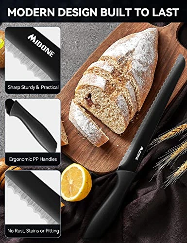Knife Set, 17 Pieces German Stainless Steel Kitchen Knife Set, Include Kitchen Accessories, Black 7 Knife Set, 17 Pieces German Stainless Steel Kitchen Knife Set, Include Kitchen Accessories, Black - Image 5