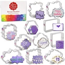 11-Piece Plaques, Frames And Tiles Cookie Cutter Set With Recipe Booklet