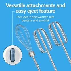 Hamilton Beach 6-Speed Electric Hand Mixer With Whisk, Traditional Beaters, Snap-On Storage Case, White -KitchenAid Shop 51B6eH1SlFL