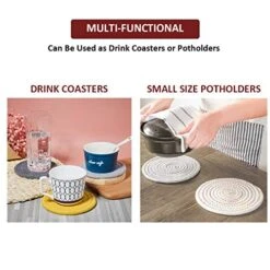 Bsorbent Drink Coasters Handmade Braided Drink Coasters 6 Pack (4.3 Inch, Round, 8mm Thick) Super Absorbent Heat-Resistant Coasters For Drinks Great Housewarming Gift (Beige, 6 Pack) -KitchenAid Shop 51BGvmnGFwL