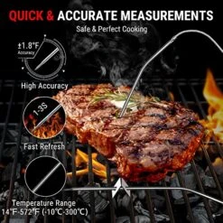 TP902 450-ft Wireless Meat Thermometer Digital With Dual Probe, Bluetooth Meat Thermometer For Cooking, Wireless Thermometer For Grilling, Smoker Accessories BBQ Thermometer For Beef Turkey 12 TP902 450-ft Wireless Meat Thermometer Digital With Dual Probe, Bluetooth Meat Thermometer For Cooking, Wireless Thermometer For Grilling, Smoker Accessories BBQ Thermometer For Beef Turkey -KitchenAid Shop 51BOv3fFCJL
