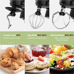 Stand Mixer, Rozi 660W 6-Speed Tilt-Head Food Mixer, Dough Mixer With 6-Quart Stainless Steel Bowl, Dough Hook, Mixing Beater & Whisk, Splash Guard -KitchenAid Shop 51BVL2eUnBS