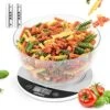 Silver Black KS3000 Stainless Steel Round Digital Display 5 KG (11lbs) Kitchen Scales With 7 Inch Diameter Clear Mixing Bowl