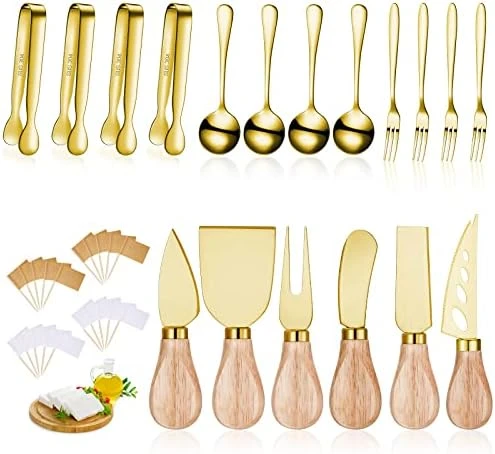 Charcuterie Board Accessories Spreader Knife Set Cheese Butter Spreader Knife Charcuterie Utensils With Wooden Handles Mini Serving Tongs Spoons Forks For Party Wedding Christmas (Silver, 20 Pieces) 12 Charcuterie Board Accessories Spreader Knife Set Cheese Butter Spreader Knife Charcuterie Utensils With Wooden Handles Mini Serving Tongs Spoons Forks For Party Wedding Christmas (Silver, 20 Pieces) - Image 10