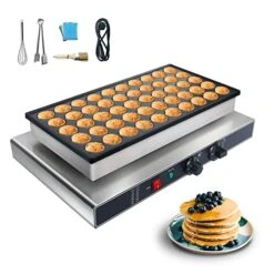 Mini Pancakes Maker, 50PCS Arepa Maker 1700W 1.8 Inches Mini Pie Maker Stainless Steel Commercial Electric Baker Machine Nonstick Poffertjes Pan For Home Kitchen Restaurant Snack Bar (US Plug 110V)