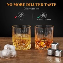 Whiskey Stones Gift Set Anniversary Gi Fts For Husband | Him | Men, Husband Birthday | Wedding Anniversary | Valentine's Day Gift, 8 Stainless Steel Whiskey Stones & 2 Whiskey Glasses(11oz) -KitchenAid Shop 51Bcd829MEL