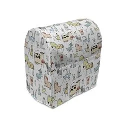 Lunarable Animal Stand Mixer Cover, Cow Horse Pigs Chicken Sheep Farmhouse Mascots Cartoon Print, Kitchen Appliance Organizer Bag Cover With A Pocket, 6-8 Quarts, Pale Mustard Pastel Green