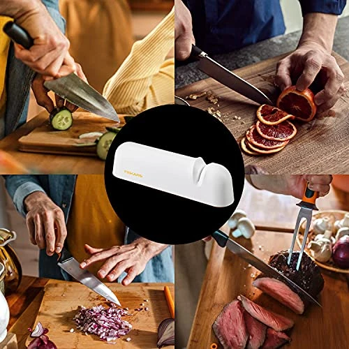 Fiskars 6424001026564, Ceramic Grindstone, Functional Form, Roll-Sharp, White/Orange, One 3 Fiskars 6424001026564, Ceramic Grindstone, Functional Form, Roll-Sharp, White/Orange, One