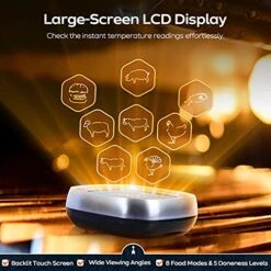 Digital Meat Thermometer With Large Touchscreen LCD, With Long Probe, Kitchen Timer, Backlight Instant Read For Smoker Kitchen BBQ Oven, Grill Thermometer, Cooking Food Meat Thermometer- Silver -KitchenAid Shop 51BsJdLRDhS