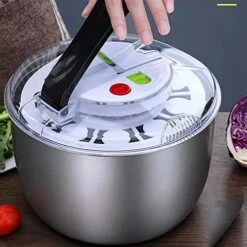Stainless Steel Salad Spinners,Large,Lettuce Dryer Spinner Quick Dry,Fruit Washer With Bowl,Non-slip Pad And Secure Lid Lock -KitchenAid Shop 51BumhMqZ5L