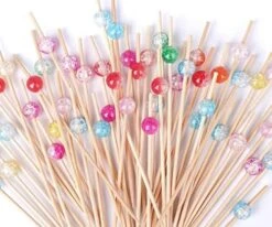200PCS Cocktail Picks, Fancy Cocktail Toothpicks For Appetizers Picks, Handmade Bamboo Cocktail Skewers For Appetizers Fruit Party, Gold Pearl Food Picks Charcuterie Accessories (4.7 Inch) -KitchenAid Shop 51C0Q5HLfnL. AC